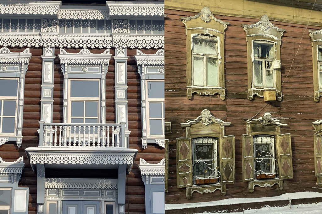 Ставни деревянных домов в Иркутске