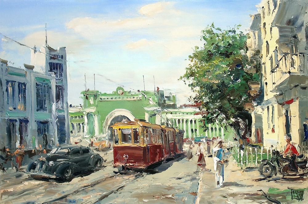 М.Г. Казаковцев. Вид на вокзал с улицы Челюскинцев